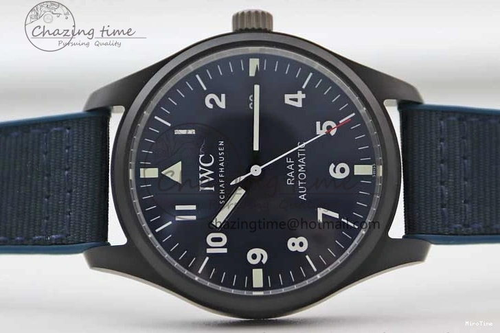 MIROTIME 1230 BestValue Mark XVIII IW328101 Black Ceramic M+F 1:1 Best Edition Blue Dial on Blue Nylon Strap A 7058